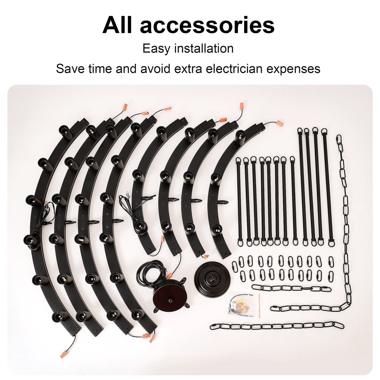 52 Inch Black Wagon Wheel Chandelier, 36-Lights