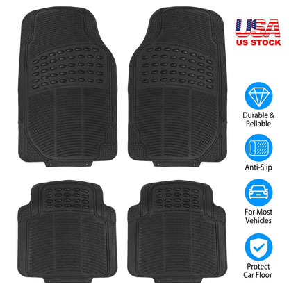 4Pcs Automotive Floor Mats Front and Rear PVC Rubber Floor Mats Heavy Duty Drive Vehicle Car Mats with Trimmable Design Fit Most Cars SUVs Trucks