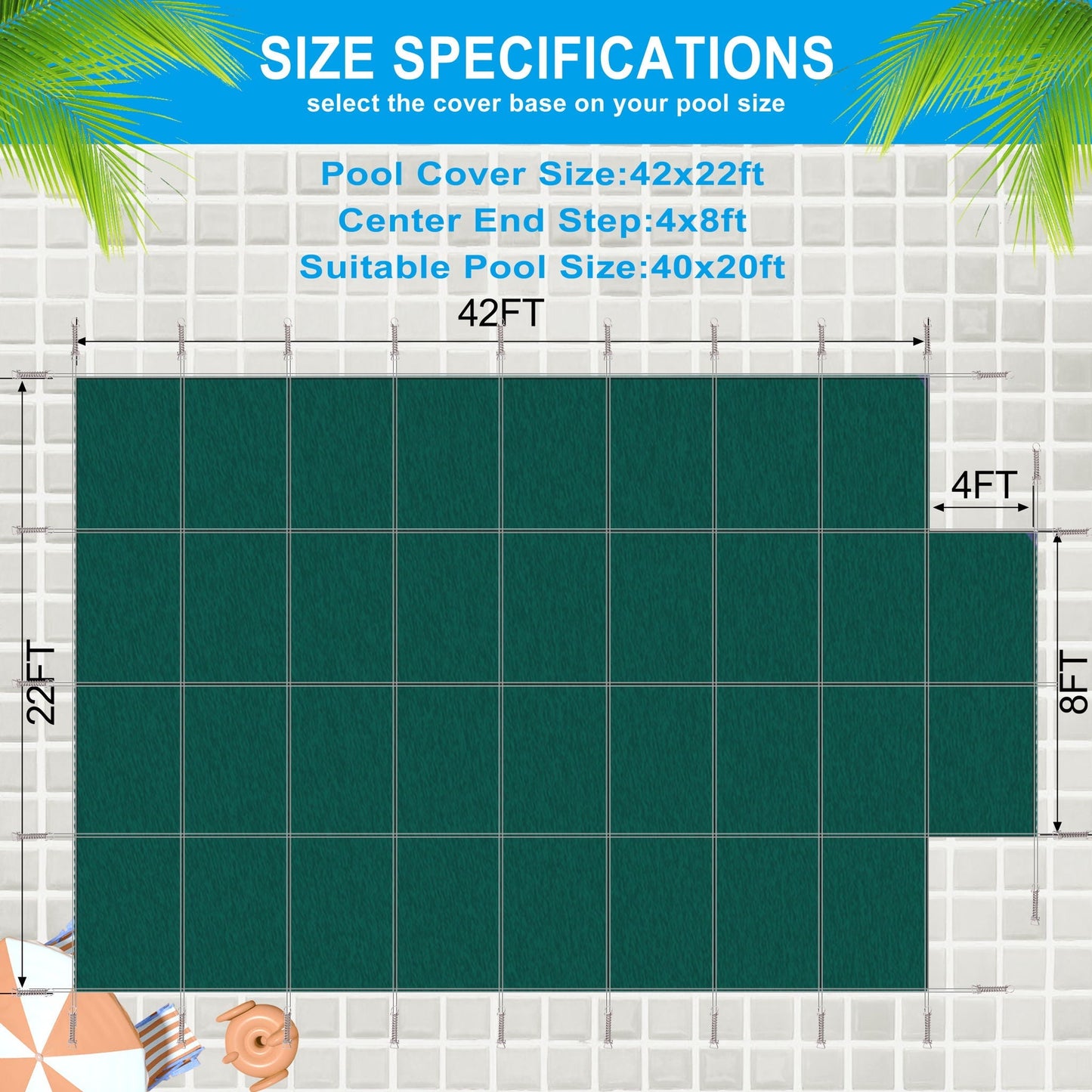 20 x 40 Ft High Strength Pool Safety Cover for Rectangular Inground Pools