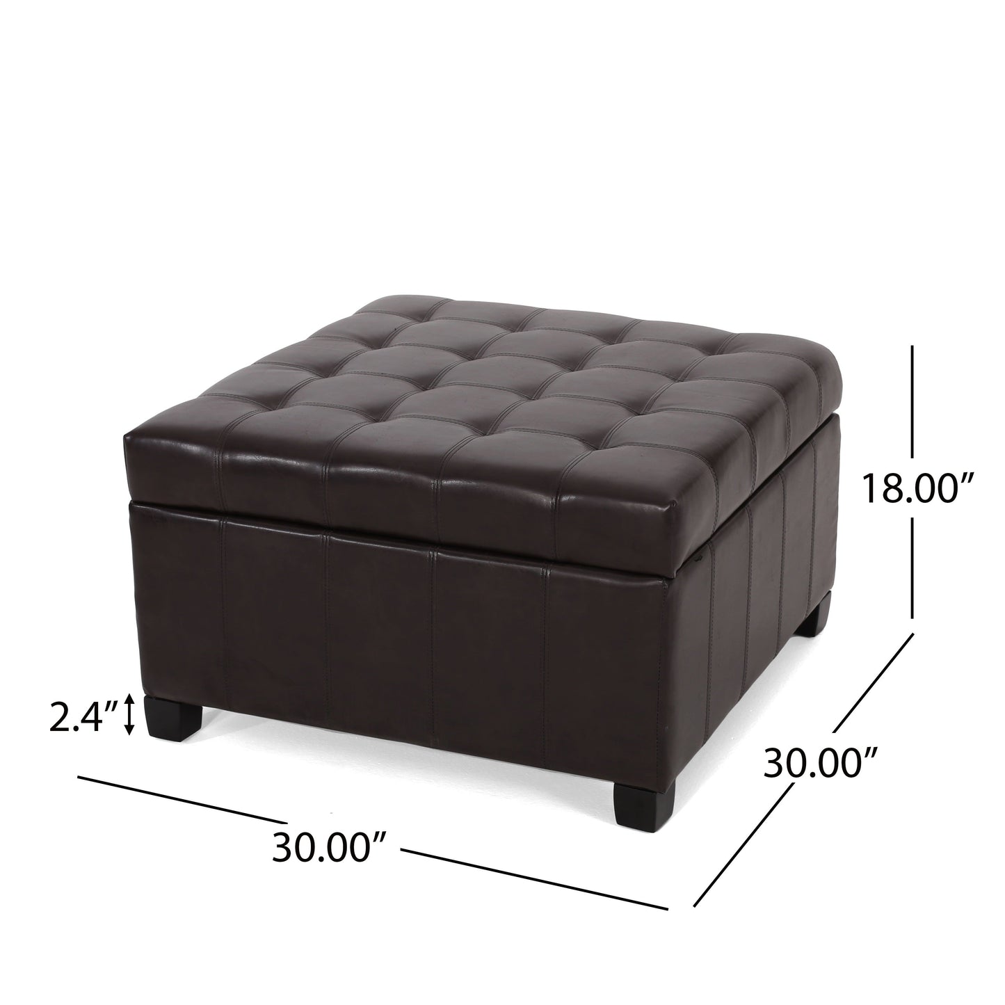 Upholstered Tufted PU Leather Storage Ottoman