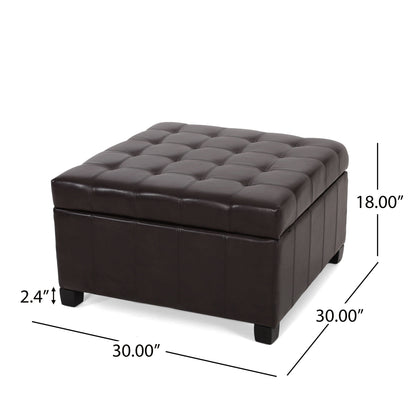 Upholstered Tufted PU Leather Storage Ottoman