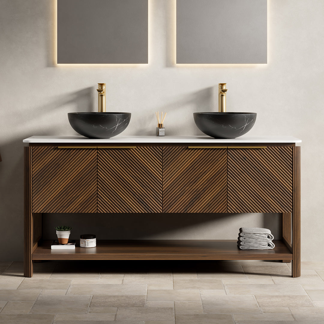 Indigo 60" Bathroom Vanity with Sinter Stone Countertop