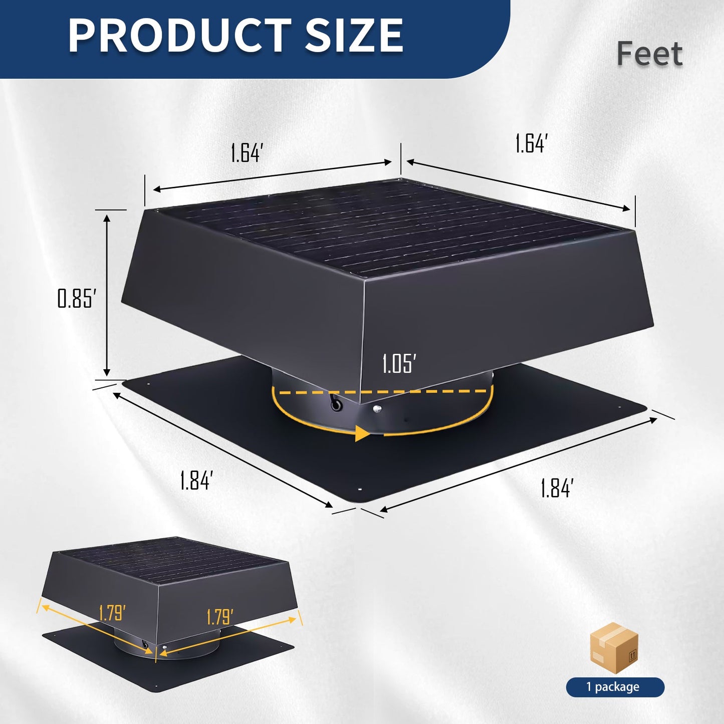 12" Flush Mount Trapezoid Solar Attic Vent with Dual Power Roof Exhaust Fan