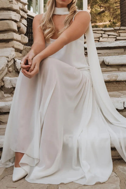 Adjustable Strap Maxi Cami Dress with Scarf