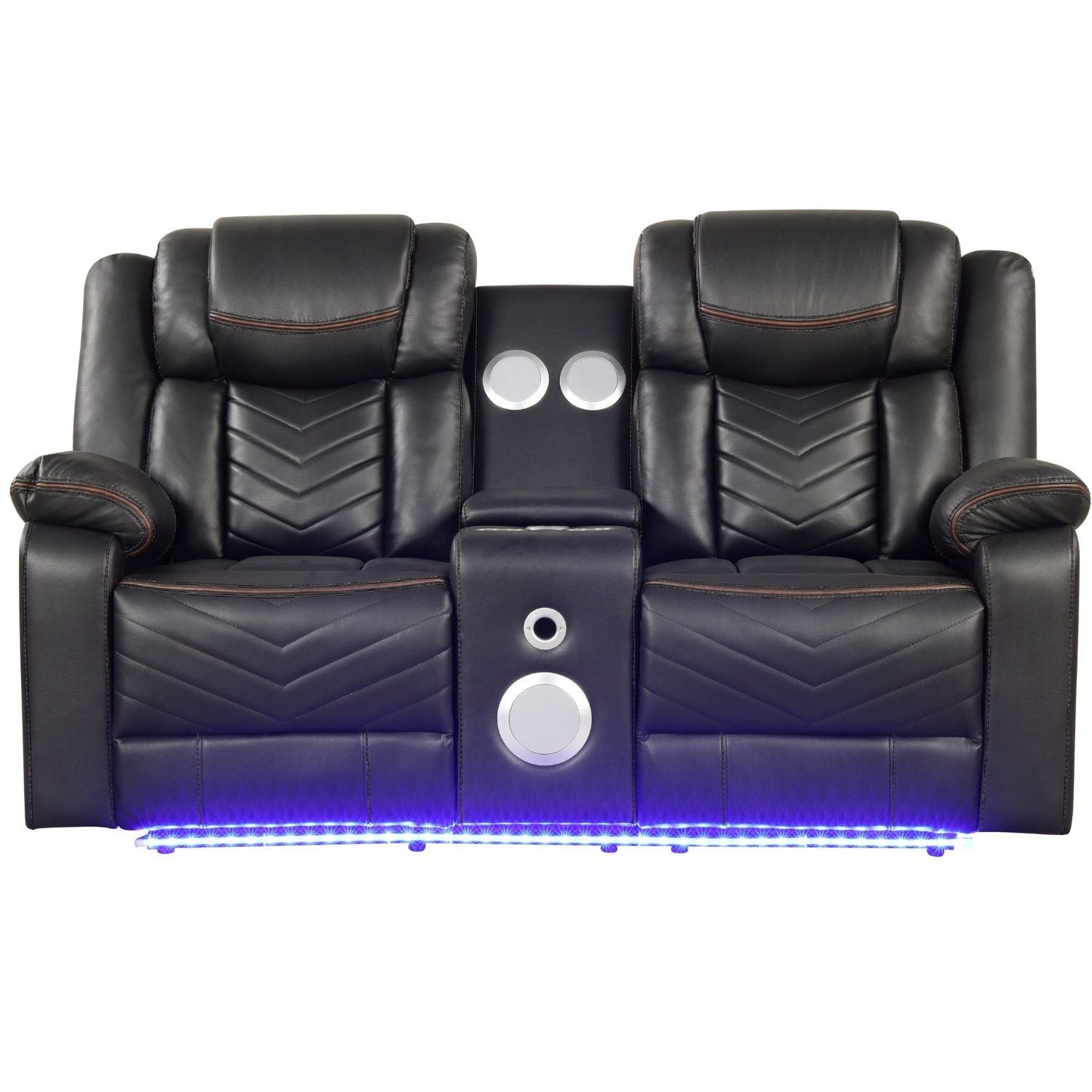 Challenger LED Power Recliner Loveseat With Console
