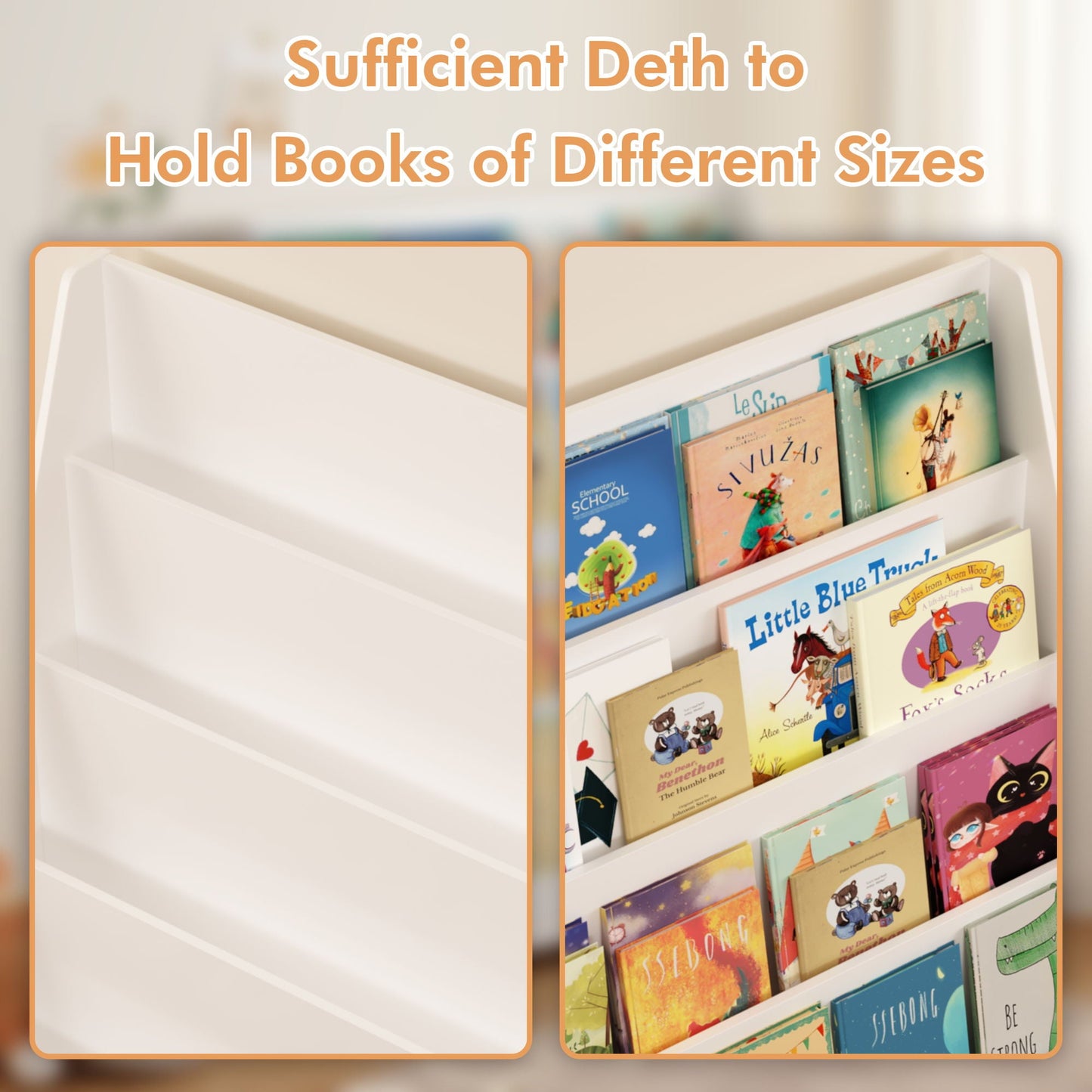 4 Tier Bookshelf, Toddler Book Display Shelves