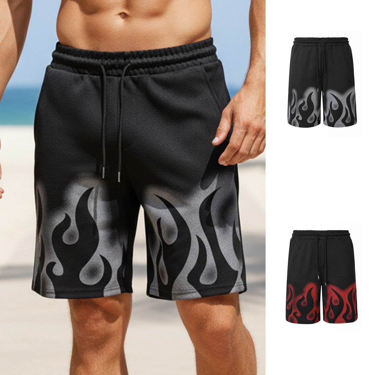 Mesh-Panel Breathable Casual Drawstring Shorts