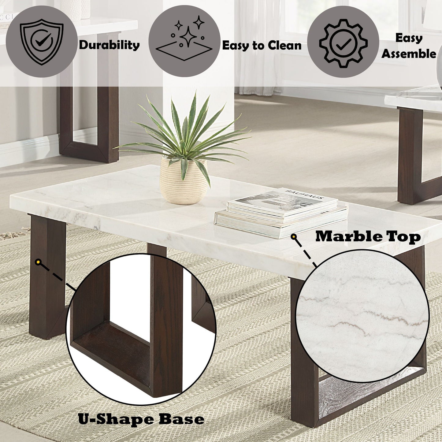 Edwyn Natural Marble Top End Table