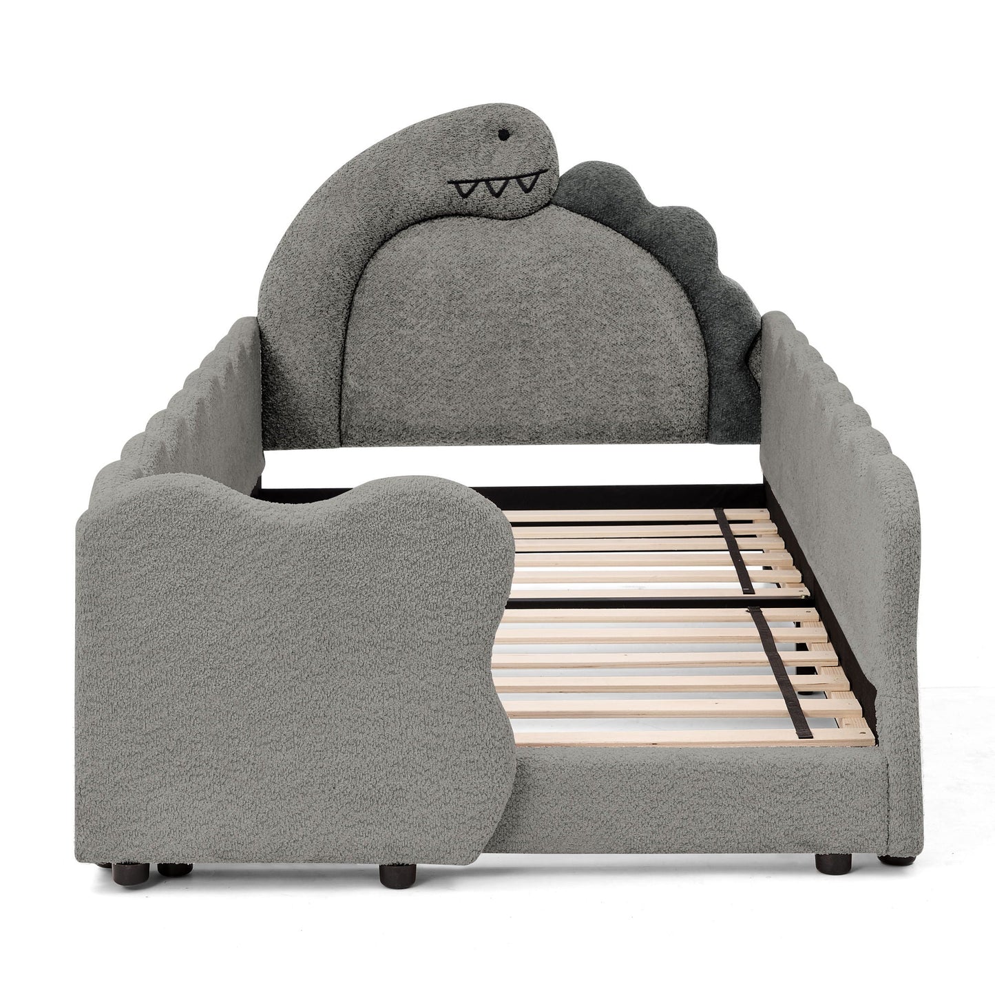 Cute Dinosaur Shaped Bed With Safety Guardrail, Toddler Frame