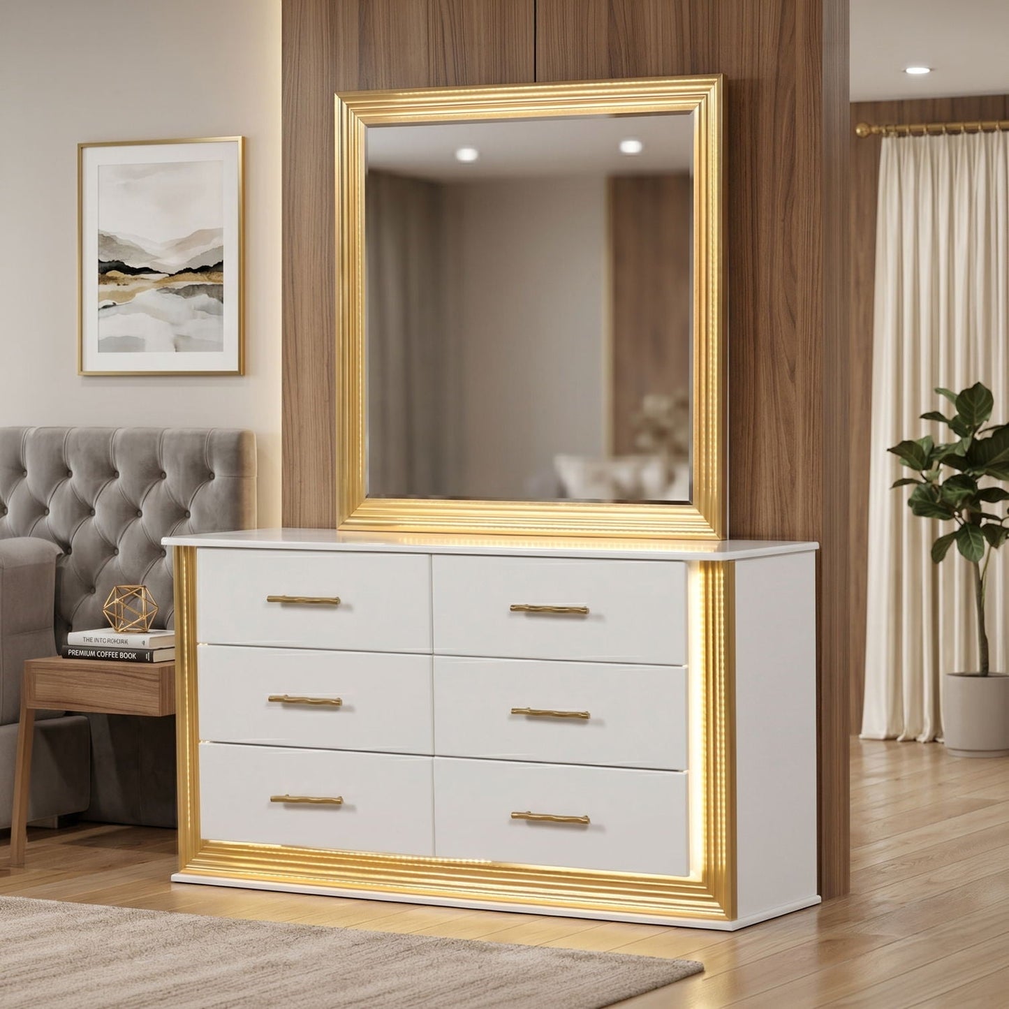 Obsession - 6 Drawer LED Dresser - White