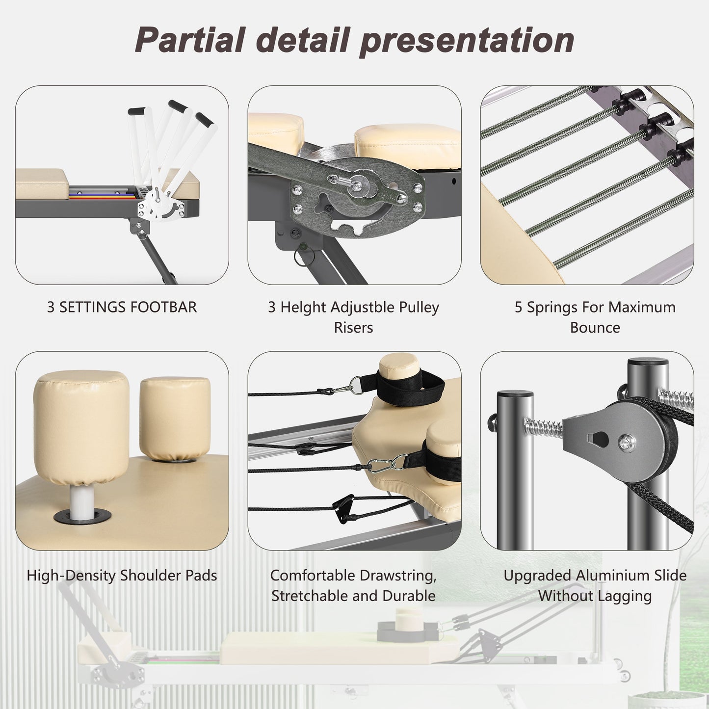 Foldable Pilates Reformer Machine for Home Gym