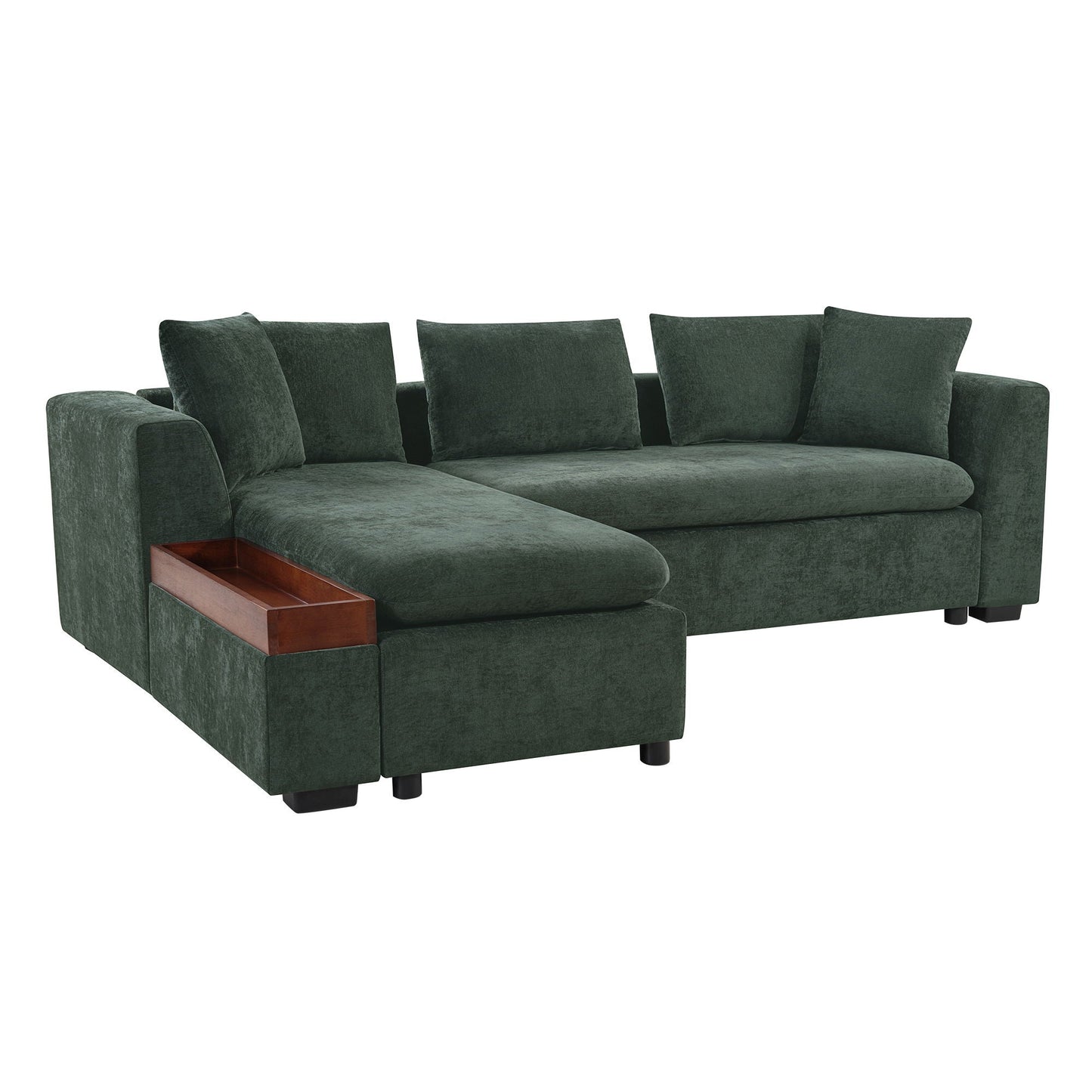 Modern L Shaped Sectional Sofa With Upholstery And Wooden Storage