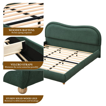 Upholstered Platform Bed Frame With Curved Headboard