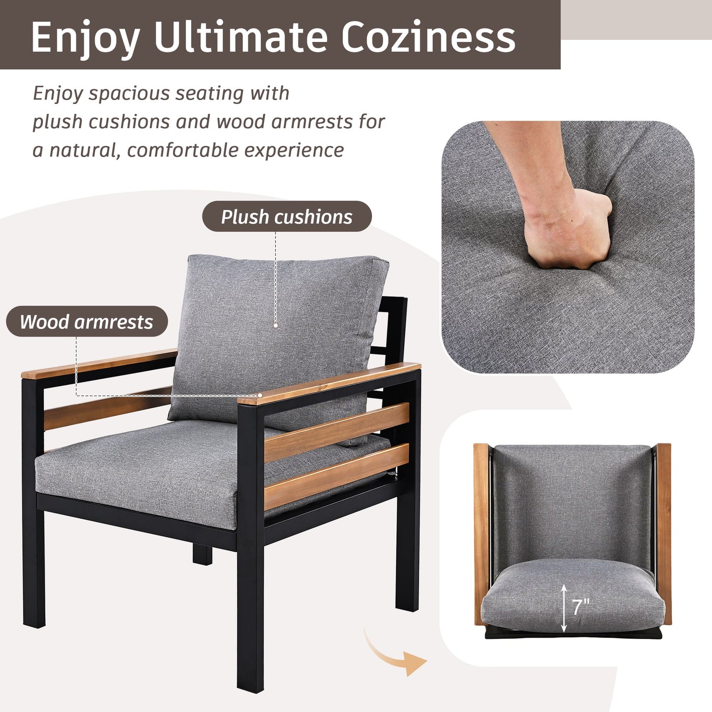 GO 4-Piece Outdoor Furniture Sofa Set for 5 People