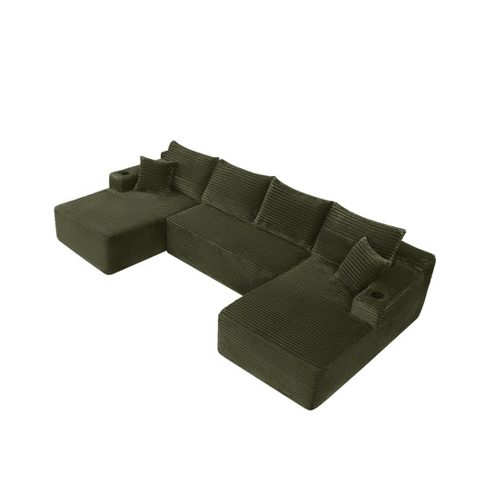 134" Cloud Sectional Sofa with U-Shape Chaise and Side Pockets