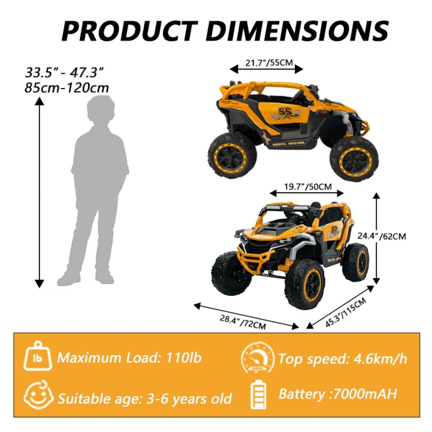 Ride On Kids Electric Truck With Remote Control, Front & Rear Suspension
