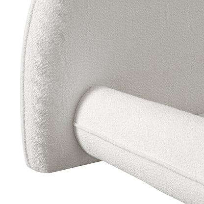 California King Size Bed Frame with Boucle Fabric and Thick Headboard