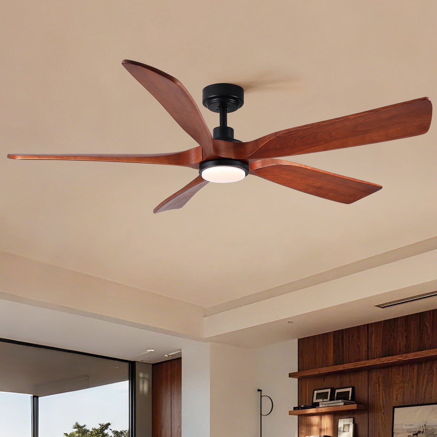 Ceiling Fan With Light And Remote Control, Noiseless, Dimmable, 6 Speeds Reversible For Indoor Or Covered Outdoor Use - Matte Black