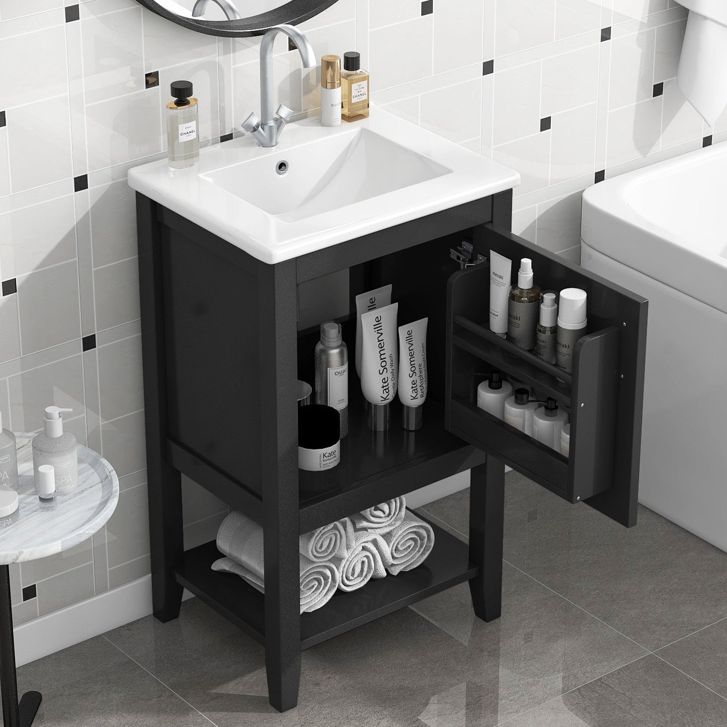 20" Bathroom Vanity with Sink and Storage Rack