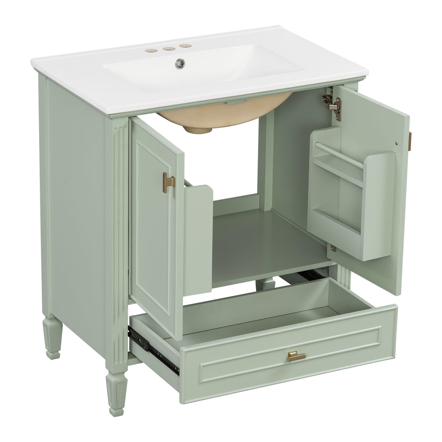 Freestanding Vanity With 1 Drawer & 2 Soft Close Doors With Door Mounted Storage