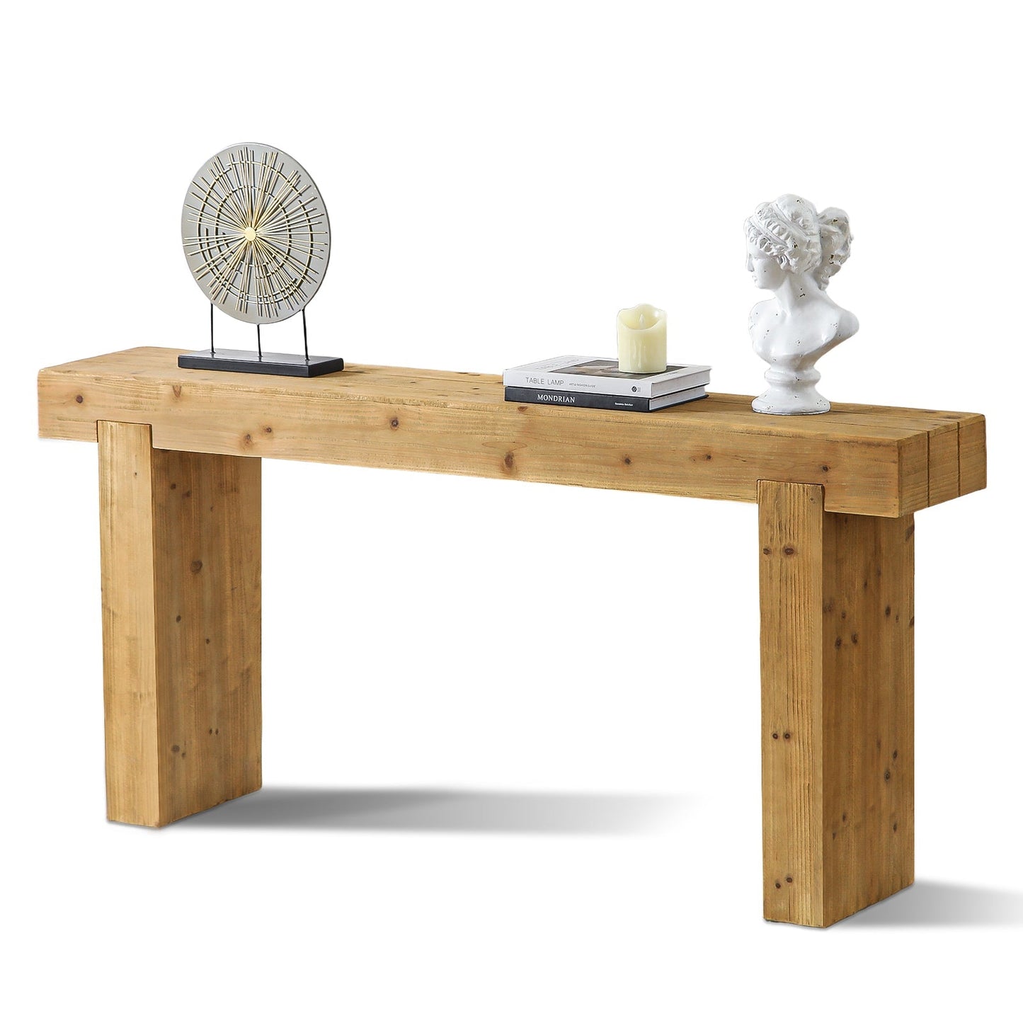 63" Solid Wood Console Table – Rustic Farmhouse Sofa Table