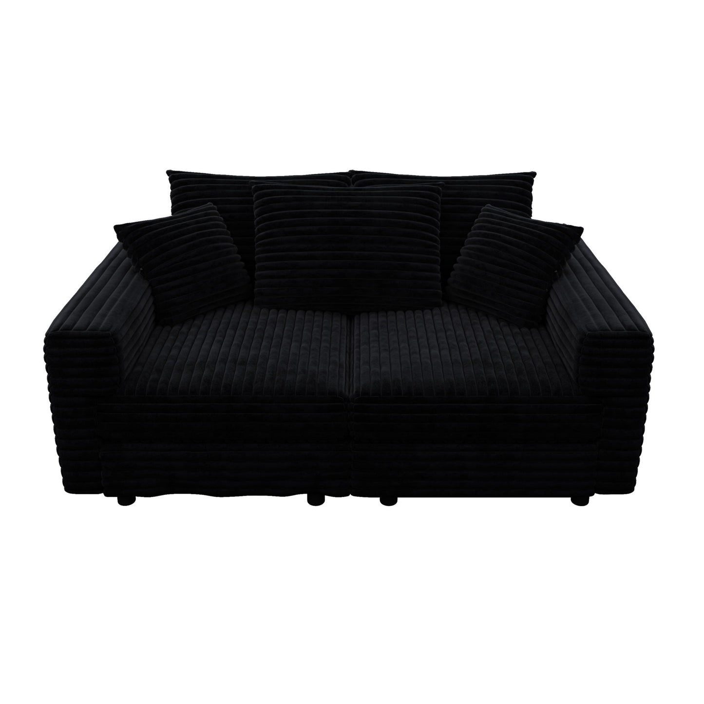 Deep Seat Convertible Sofa With Soft Pillows And Ottomans