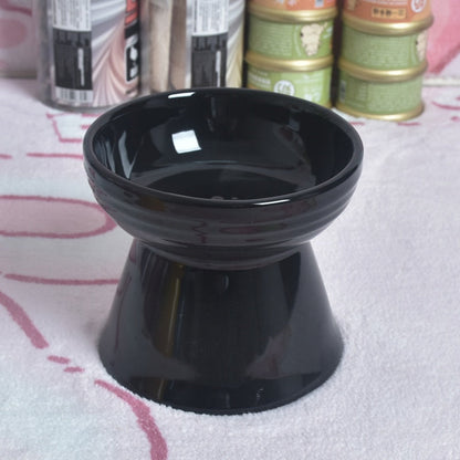Dogs And Cats Prevention Black Chin High Foot Neck Protector Anti-tumble Pet Ceramic Bowl