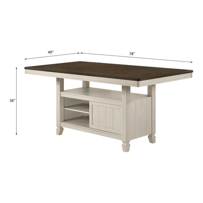 Tasnim - Counter Dining Table - Oak & Antique White