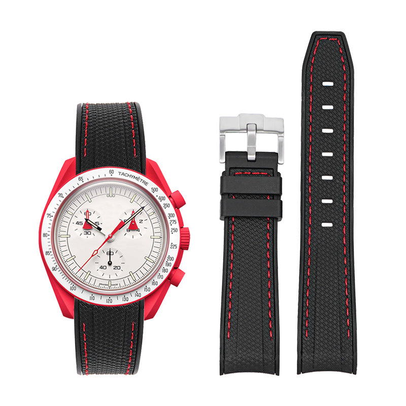 Curved-end Strap 20mm Silicone Watch Band For Men
