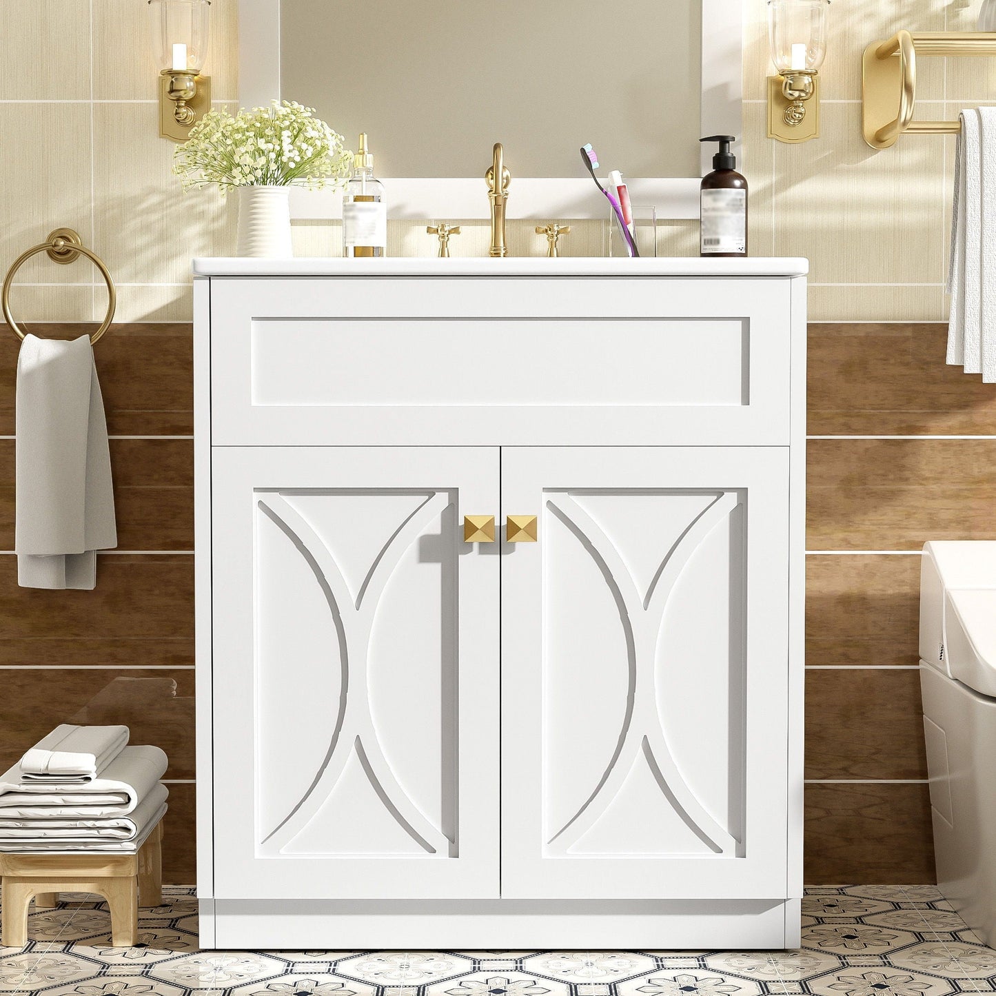 Bathroom Vanity With Sink, Freestanding Storage Cabinet With Handles