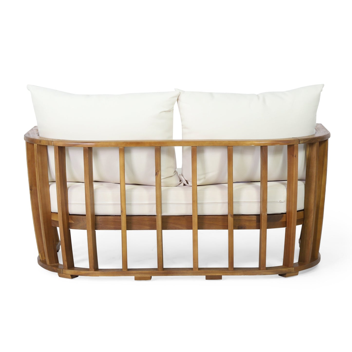 Outdoor Acacia Wood Loveseat and Coffee Table Set with Cushions