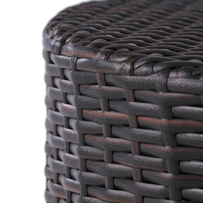 Kingstown RD Barrel Side Table, Outdoor Wicker End Table