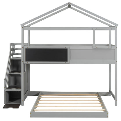 House Style Bunk Bed With Storage Staircase And board