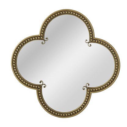 Quatrefoil Mirror with Large Beaded Metal Frame