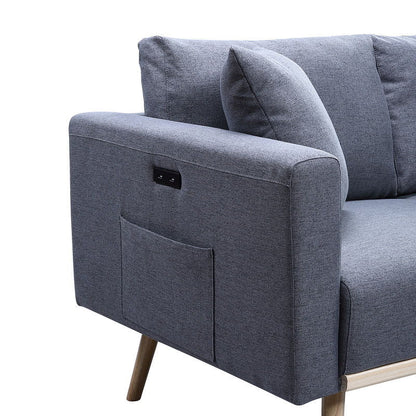 Easton - Fabric Chair With USB Charging Ports Pockets And Pillows