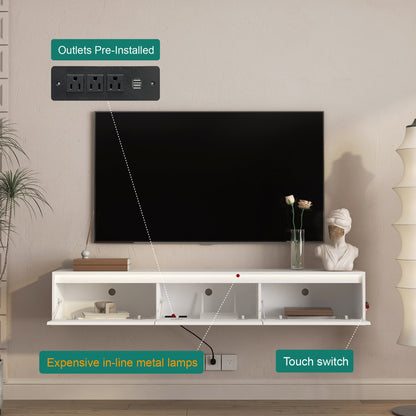 High-Gloss Suspended TV Cabinet with LED Lights