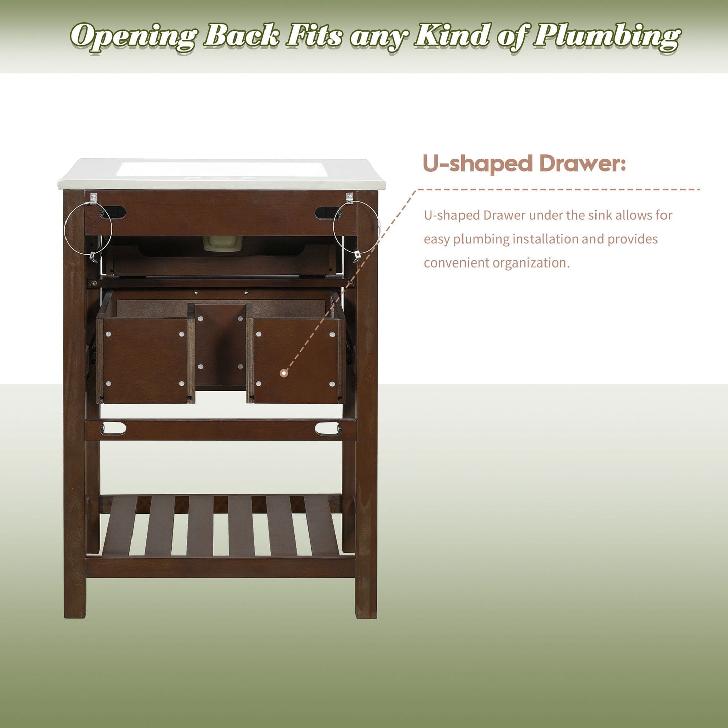 Modern Bathroom Vanity With Integrated Sink, Cabinet With 1 Deep Drawer And 1 Tip-Out Drawer