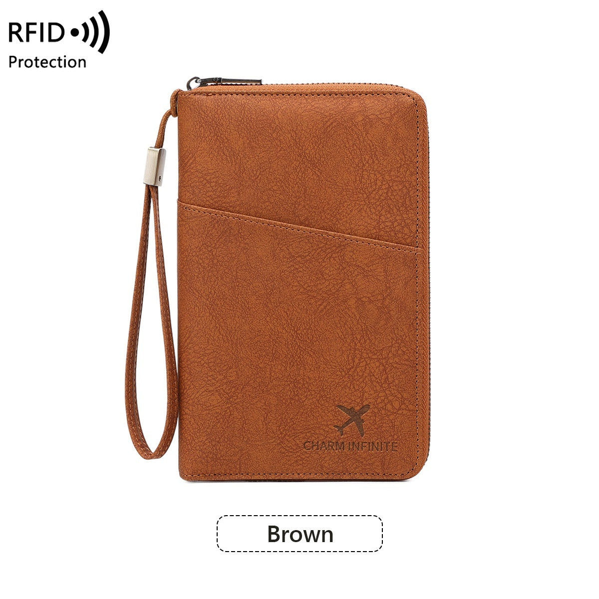 Cross-border RFID-blocking Passport Holder Long-style Zippered Passport Case Multi-functional Travel Document And Ticket Organizer