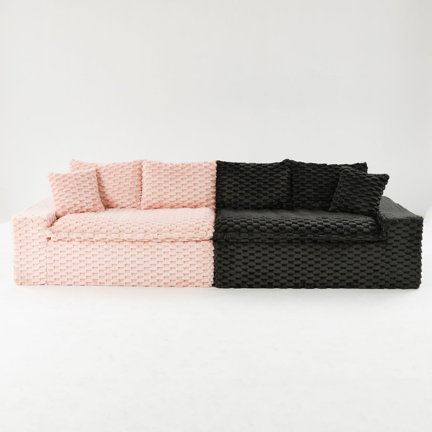 Multifunctional Sofa Pink Black, Fits 4 People