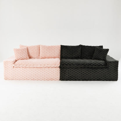 Multifunctional Sofa Pink Black, Fits 4 People