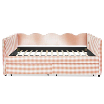 Gingham Daybed With USB Charging Port, Wave-Shaped Design