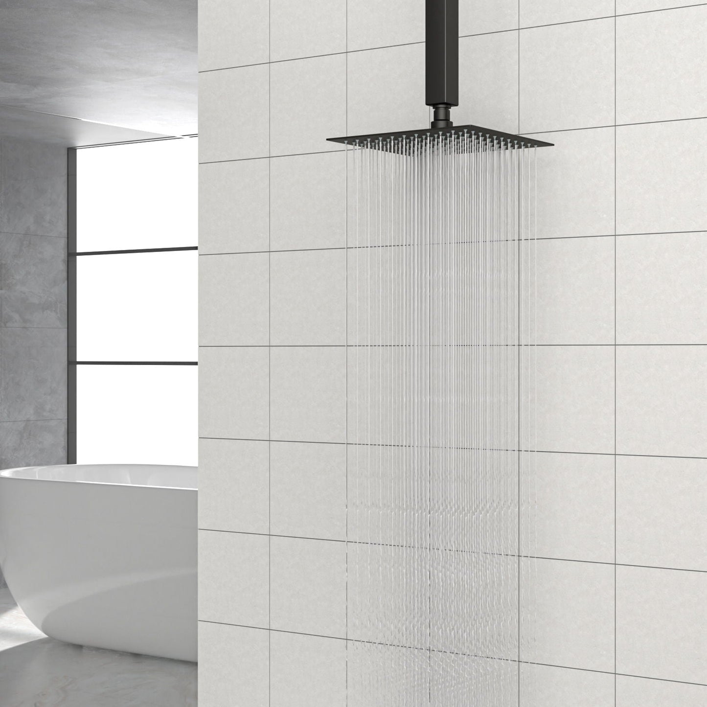 8" Square Rain Shower Head, Ceiling / Wall Mount Stainless Steel Bath Fixture