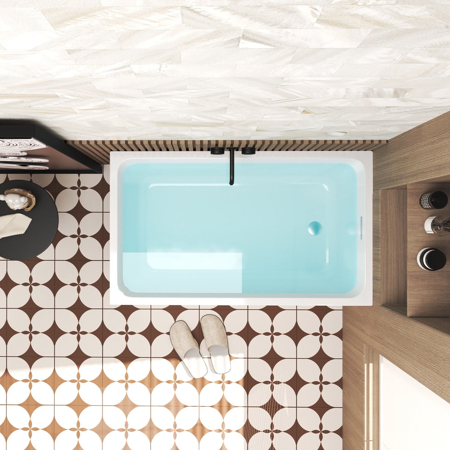 Freestanding Bathtub With Drain, Rectangular Shape