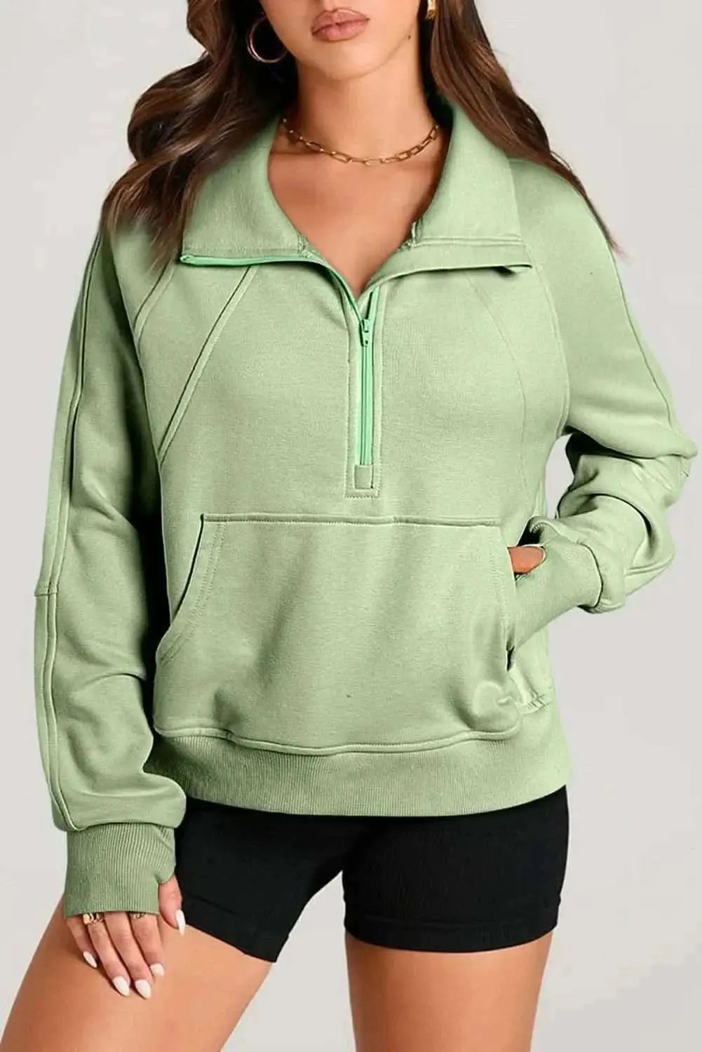 Trendsi Women's Half Zip Sweatshirt With Pockets — Fleece Pullover