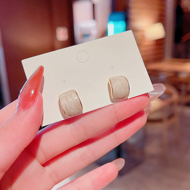 Enamel Dome Studs Earrings
