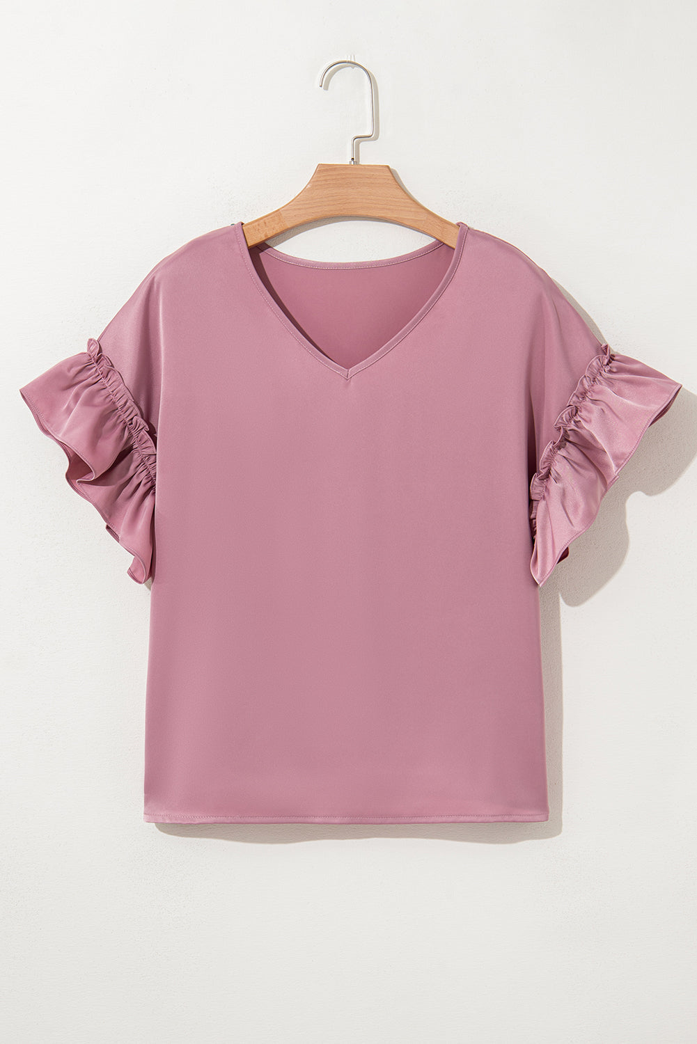 Ruth Satin Ruffle Sleeve Top