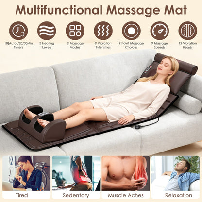 Full Body Massage Mat with Heat and Shiatsu Neck & Foot Massager