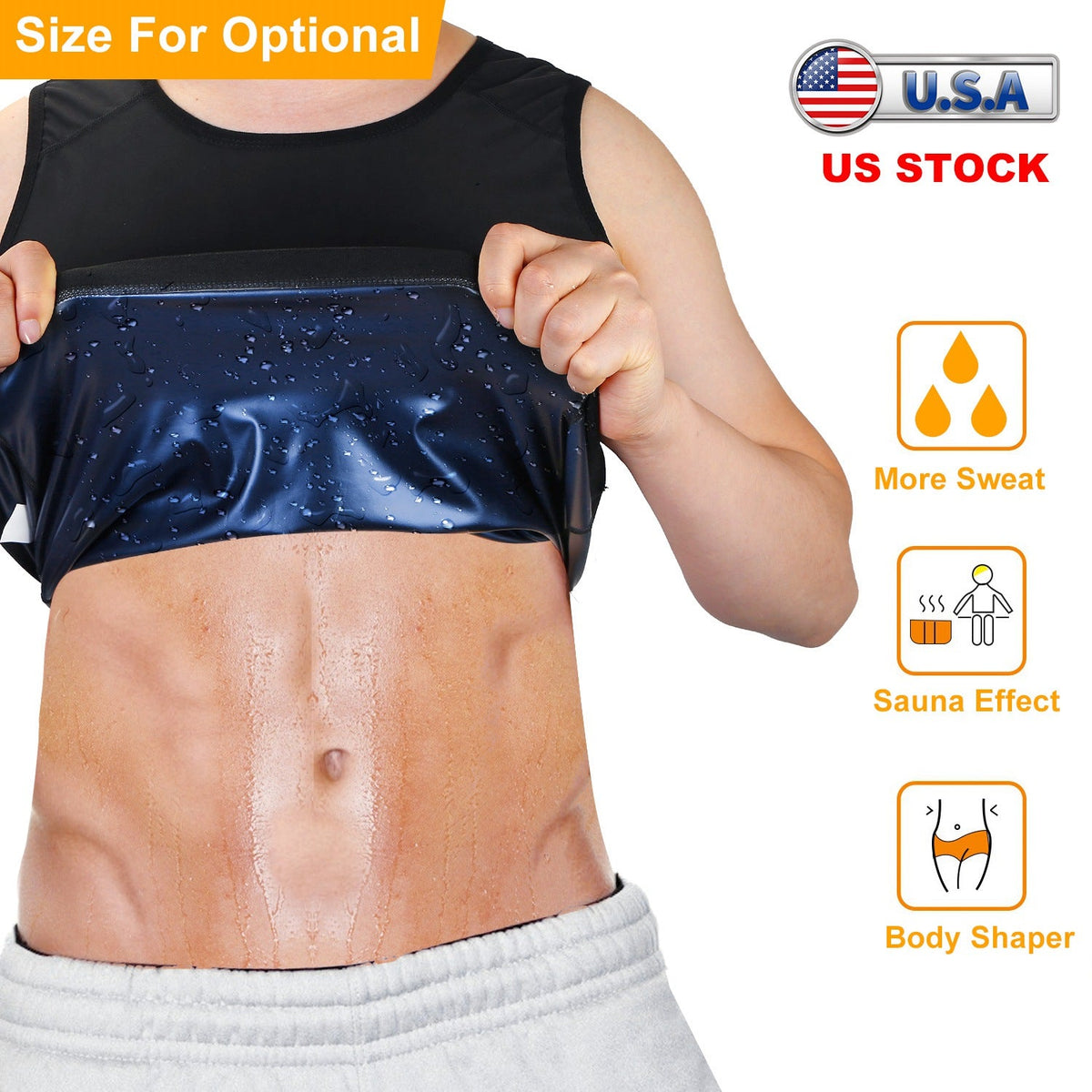 Men Sweat Vest Waist Trainer Shaper Heat Trapping Pullover Sweat Gym Vest Slimmer Sauna Suits Sweat Body Shaper Vest