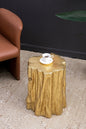 Unique Golden Tree Trunk Stool with Antique Gold Distressed Finish