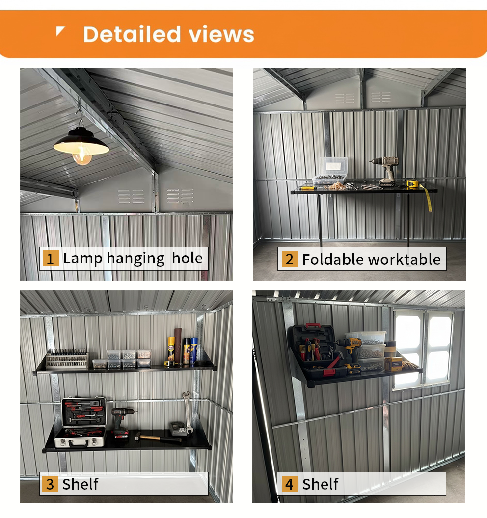 12x10 ft Metal Garden Shed Outdoor Storage